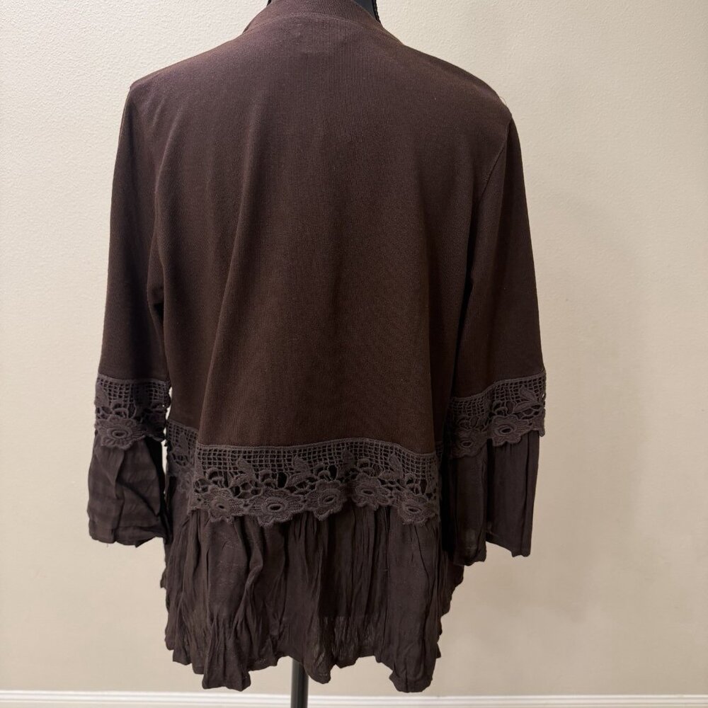 Young Threads Boho Kimono Shrug Size Small Truffle Brown - Picture 3 of 7